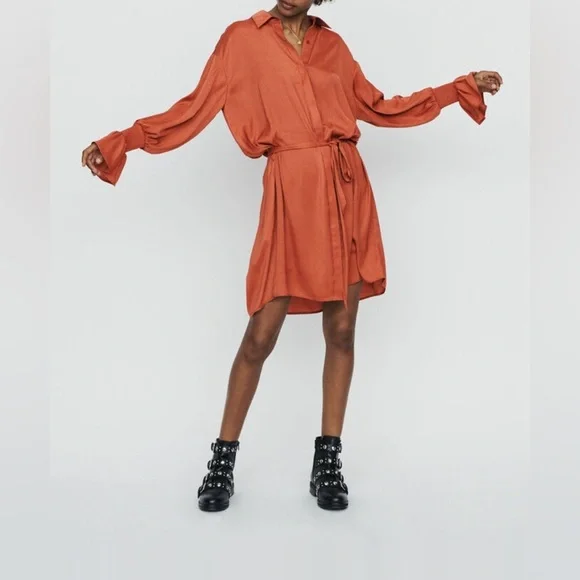 Maje REBANO Shirt dress with smocks Sz 1 (24)